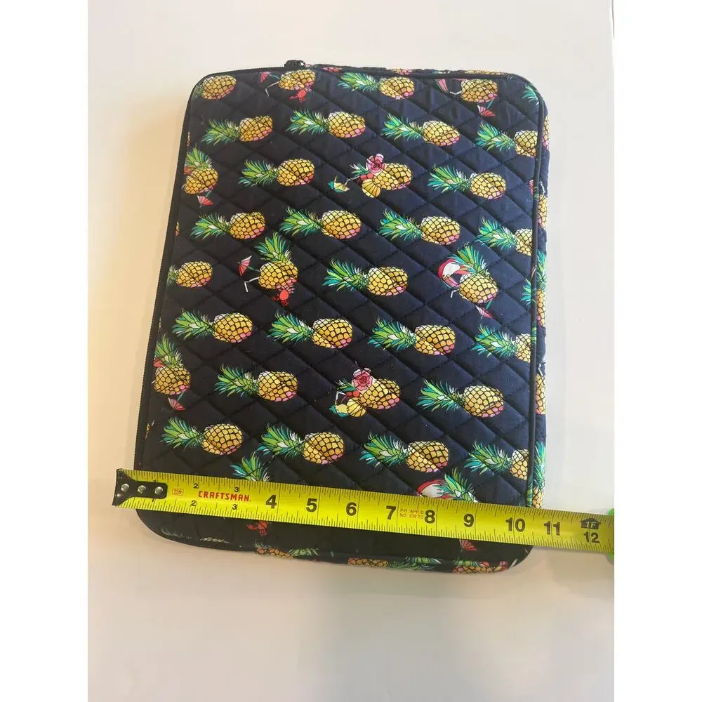 Vera Bradley Toucan Party Laptop Sleeve Quilted Navy Blue Pineapple Case Padded